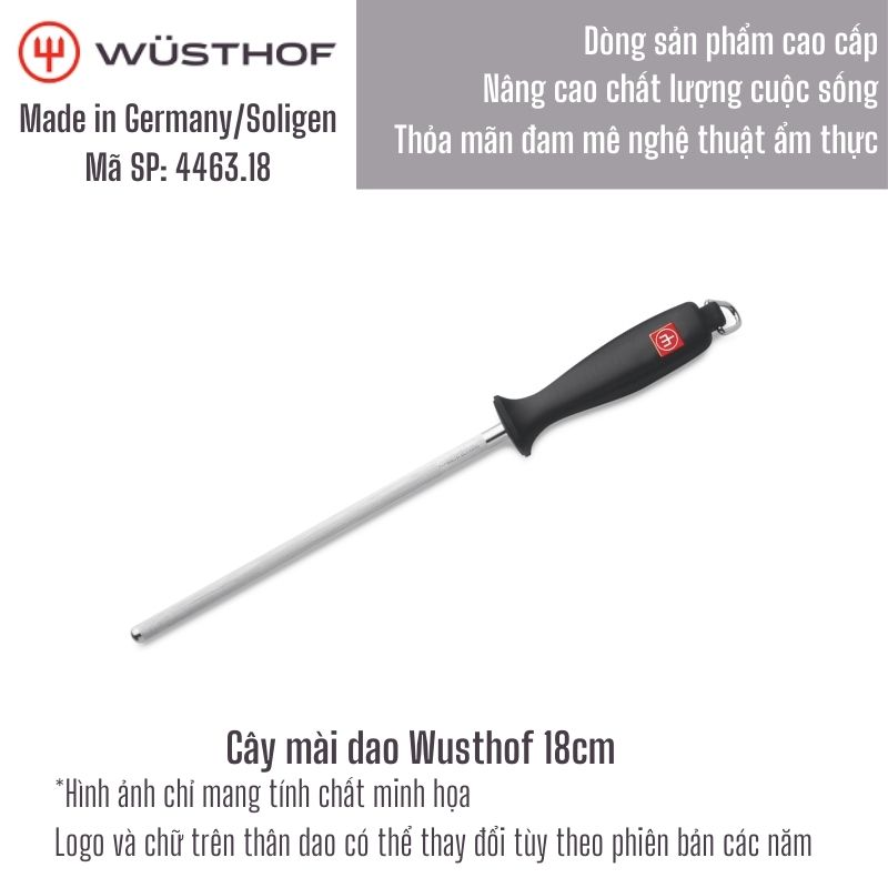 Thanh Thép Mài Dao Thép Carbon Và Mạ Niken-Crôm Wusthof 18cm - Made In Solingen Đức