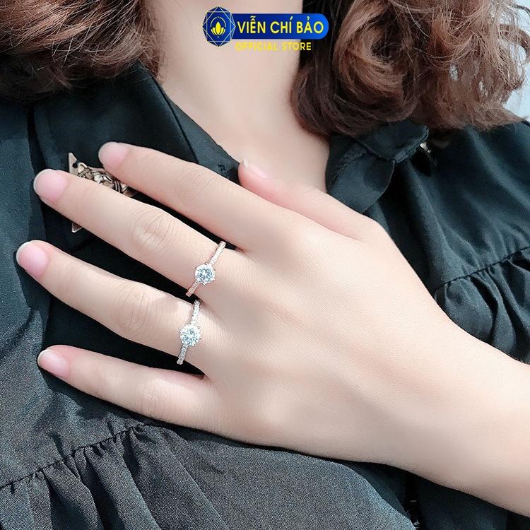 Nhẫn bạc nữ đính đá cao lấp lánh nhẫn bạc 925 thời trang phụ kiện trang sức nữ Viễn Chí Bảo N400773