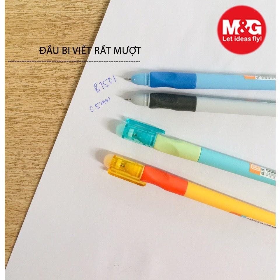 Bút gel xóa được M&G AKPB7501 có tay cầm cao su định vị và 2 đầu tẩy tiện dụng nét 0.5mm