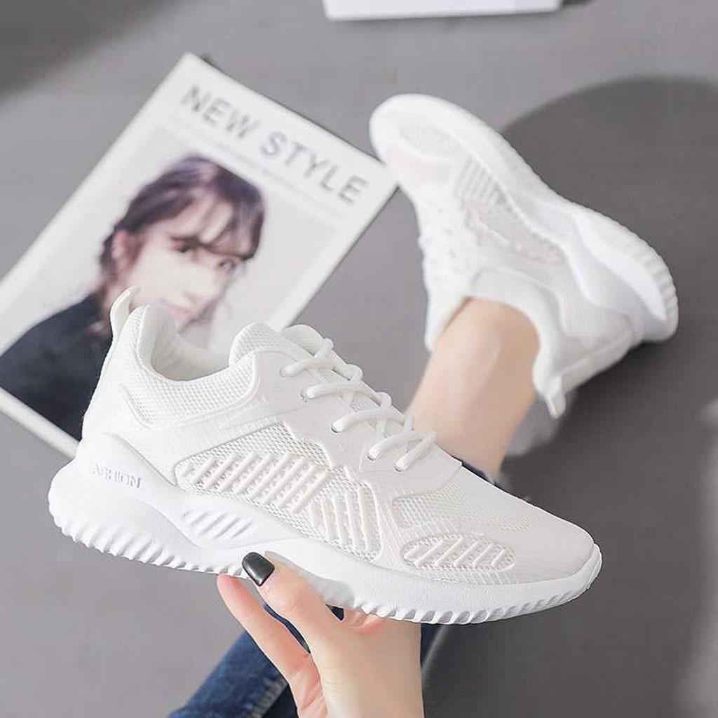 Giày nữ thể thao đẹp giá rẻ trắng đen đế bằng vải mềm êm chân đi học đi chơi sneaker size từ 36 đến 39 JADEN STORE MSG17