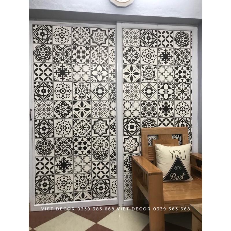 Decal Gạch Bông ĐEN TRẮNG - Set 30 ô 20x20cm - Decal dán tường Trang Trí Nhà Cửa