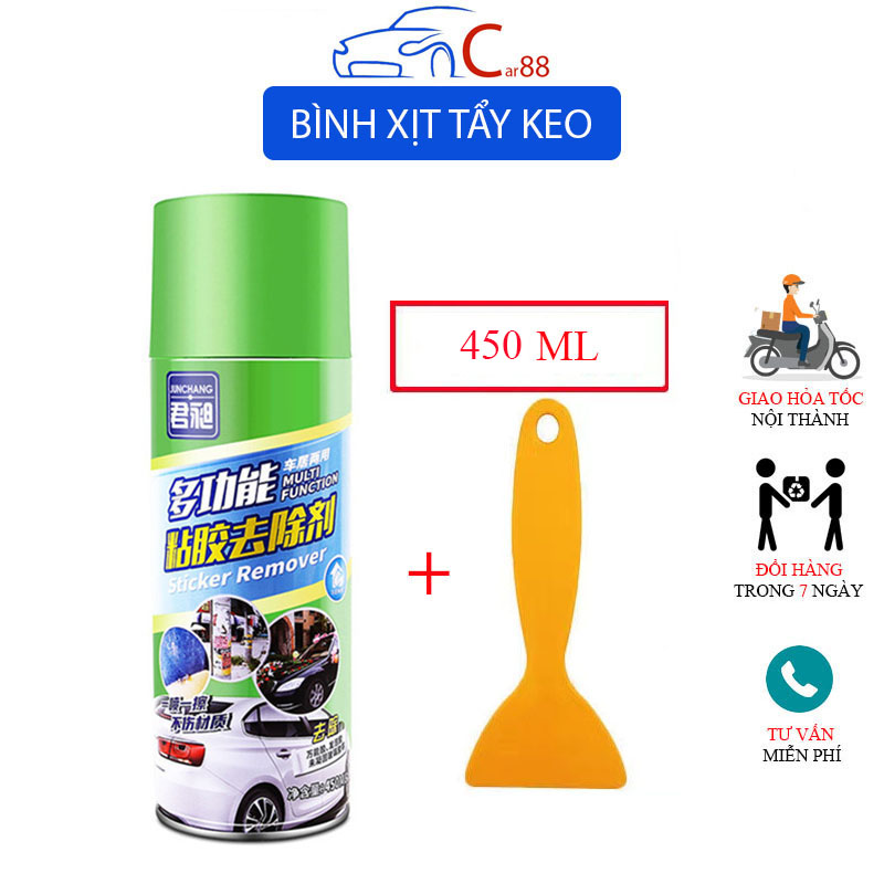 Lọ Xịt Tẩy Keo Tẩy Băng Dính Dán Tẩy Nhựa Đường Bám Bẩn Ô tô Xe Máy Nhà Cửa 450ml 72