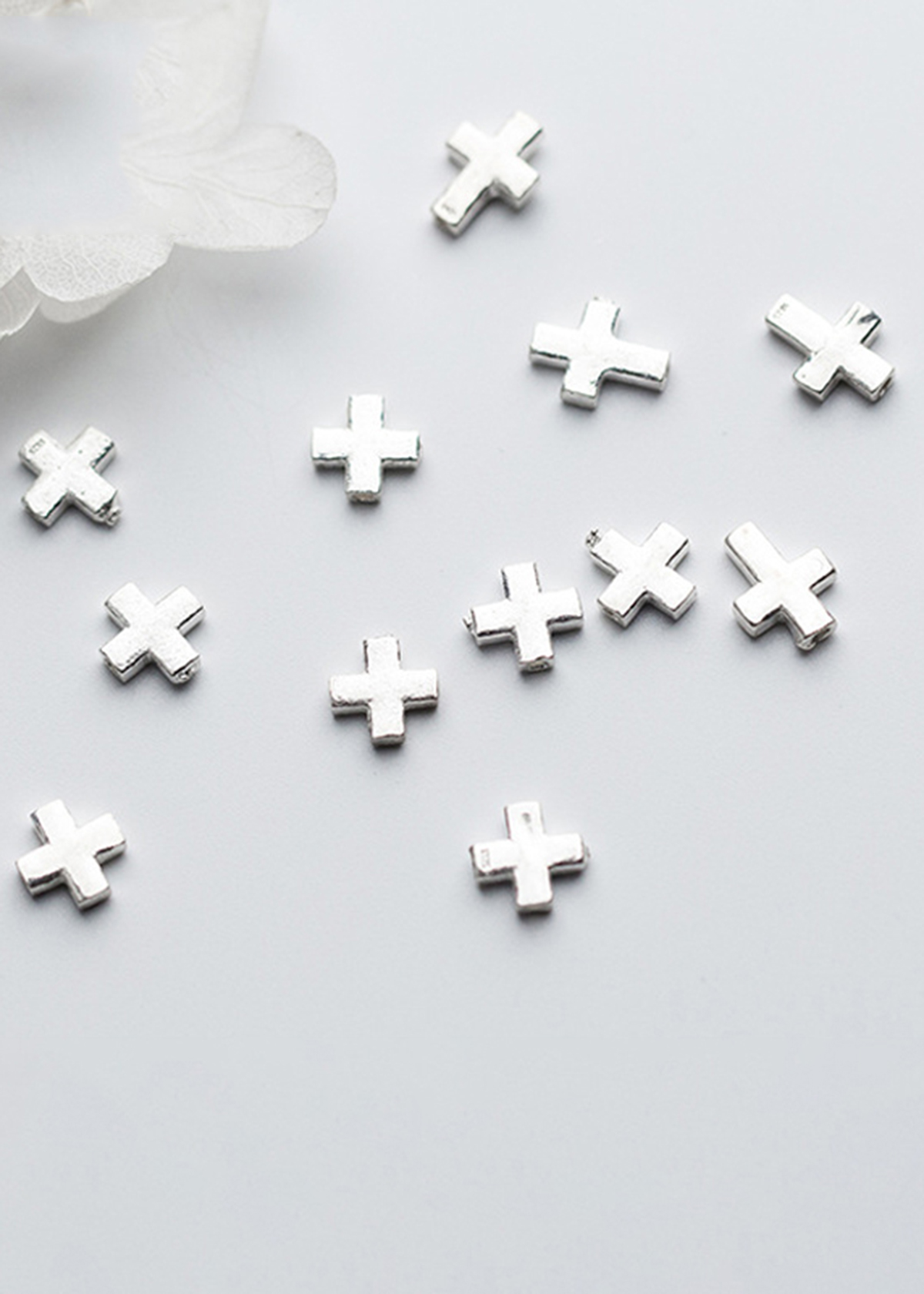 Combo 3 cái charm bạc chữ thập xỏ ngang - Ngọc Quý Gemstones