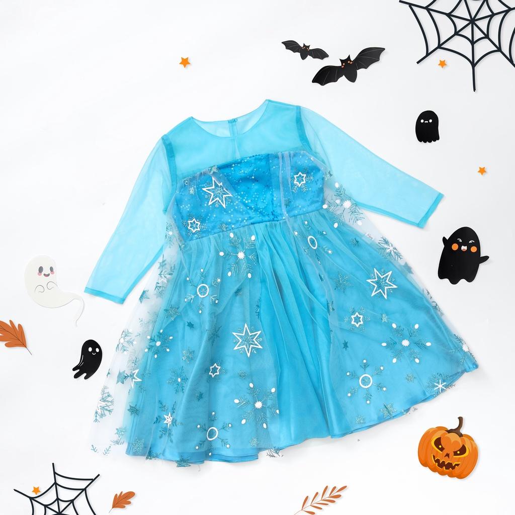 Váy Halloween cho bé gái ILABY công chúa tuyết chất kim sa lót lụa