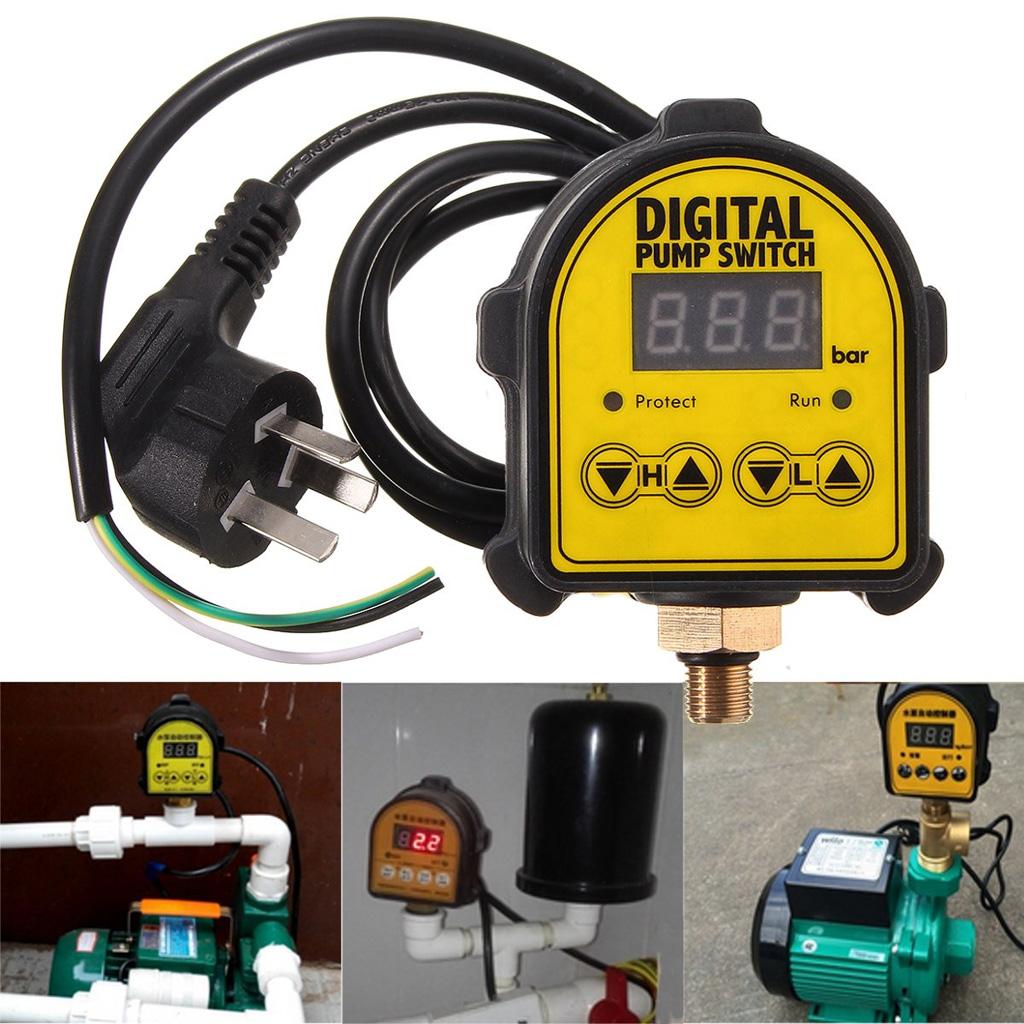 Tự Động 10BAR Kỹ Thuật Số Công Tắc Áp Lực Điều Khiển 220V cho Nước Ail Bơm Khí