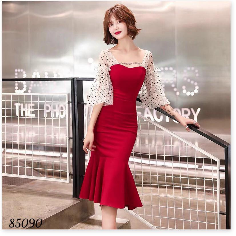 ĐẦM UMI ĐUÔI CÁ PHỐI LƯỚI,THIẾT KẾ HỌA TIẾT TRƠN NHƯNG KHÔNG KÉM PHẦN SANG TRỌNG KHÁNH AN STORE