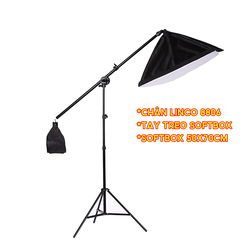 Bộ Treo Đèn Chùm KIT  Softbox livest Chụp Hình Mẫu Studio - Tay Treo Soft Box Bóng Đèn Bulb 80W