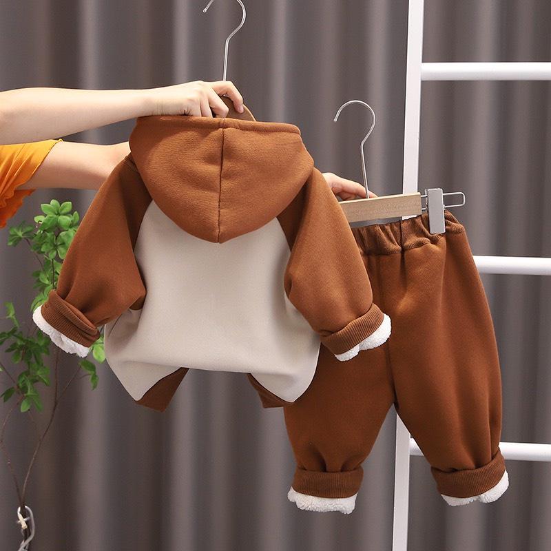 Bộ Nỉ Bông 1977 Cao Cấp Dày Dặn Cho Bé Trai, Bé Gái, Bộ Thu Đông Cho Bé Từ 7-25kg