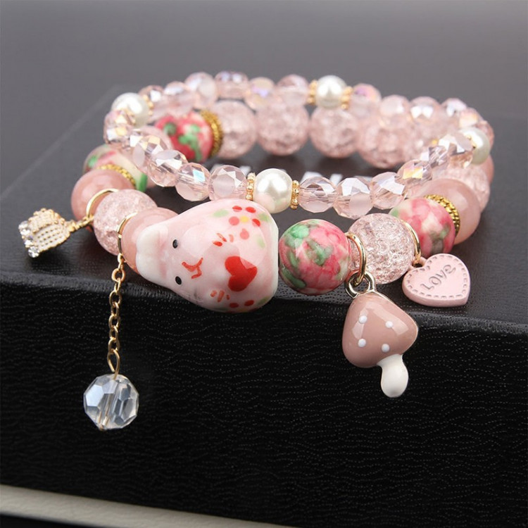 Vòng tay thạch anh tuyết mix charm may mắn - Tặng kèm vòng tay pha lê xinh xắn TTB-VT88 3