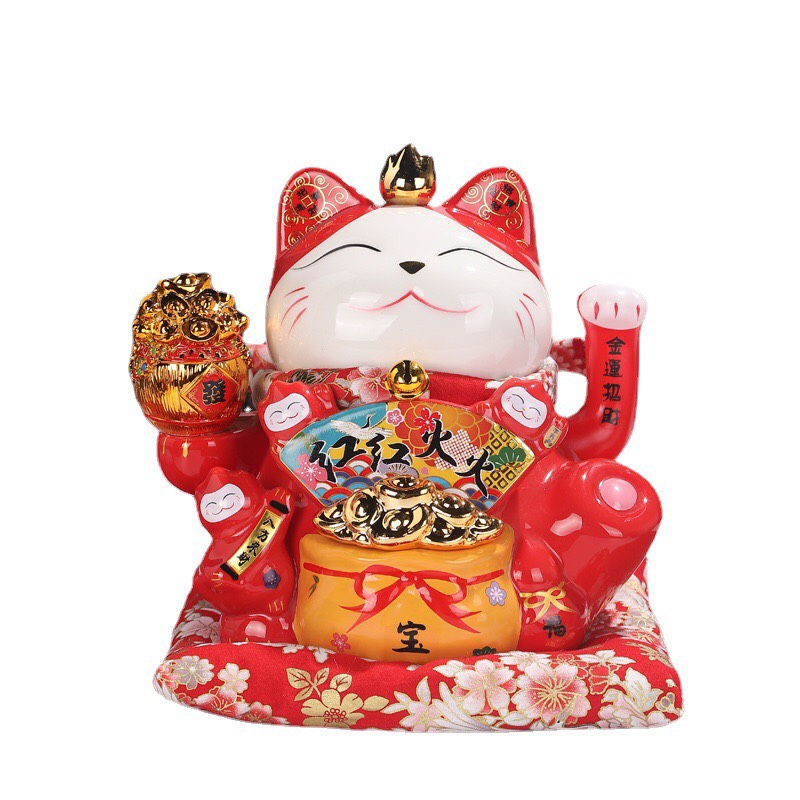 Mèo thần tài vẫy tay phong thủy Lộc Phát gốm sứ Nhật cao cấp thiên kim vạn lượng quà tặng tân gia khai trương