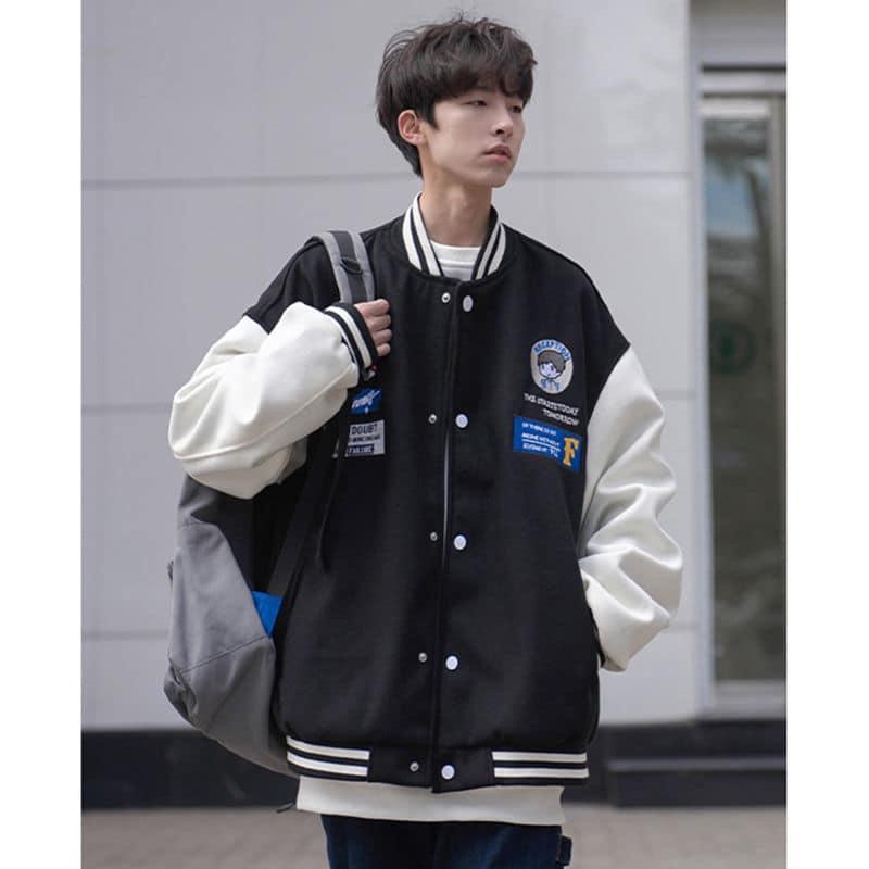 Áo Bomber/ Áo Khoác Nỉ Bông dày dặn thêu Cậu Bé F form rộng Unisex Nam Nữ Ulzzang KUN