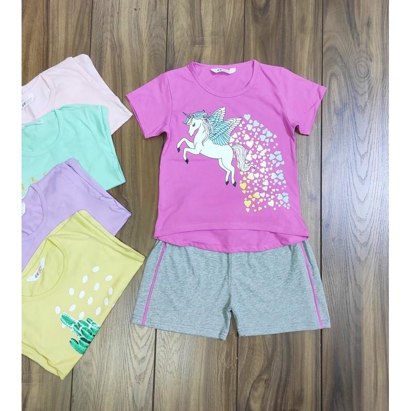Bộ cộc tay bé gái size đại xuất dư/ bộ tay ngắn bé gái