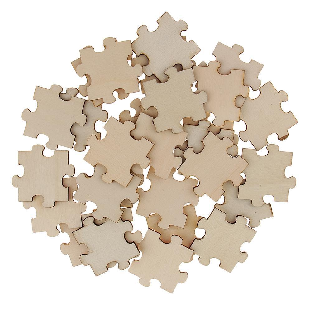 200x 4cm Blank Wood Puzzle Shape Slices Embellishment Wedding Decoration DIY