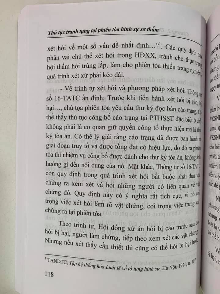 Thủ tục tranh tụng tại phiên toà hình sự sơ thẩm (tái bản lần thứ nhất)