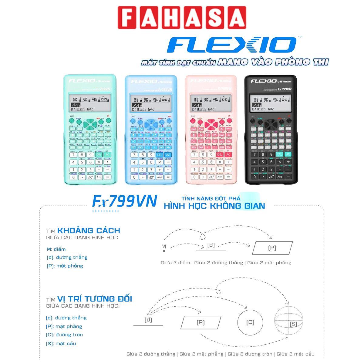 Máy Tính Khoa Học Flexio Fx 799VN - Màu Trắng, Đen, Hồng, Bạc Hà, Xanh Dương