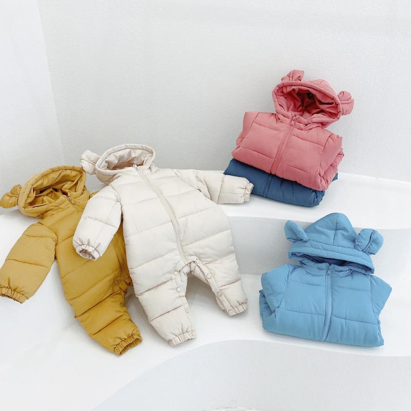 Cho Bé 1 Romper Áo Liền Quần Sơ Sinh Bé Trai Và Bé Gái Trùm Đầu Onesies Giữ Ấm Trẻ Em Cotton Quần Áo