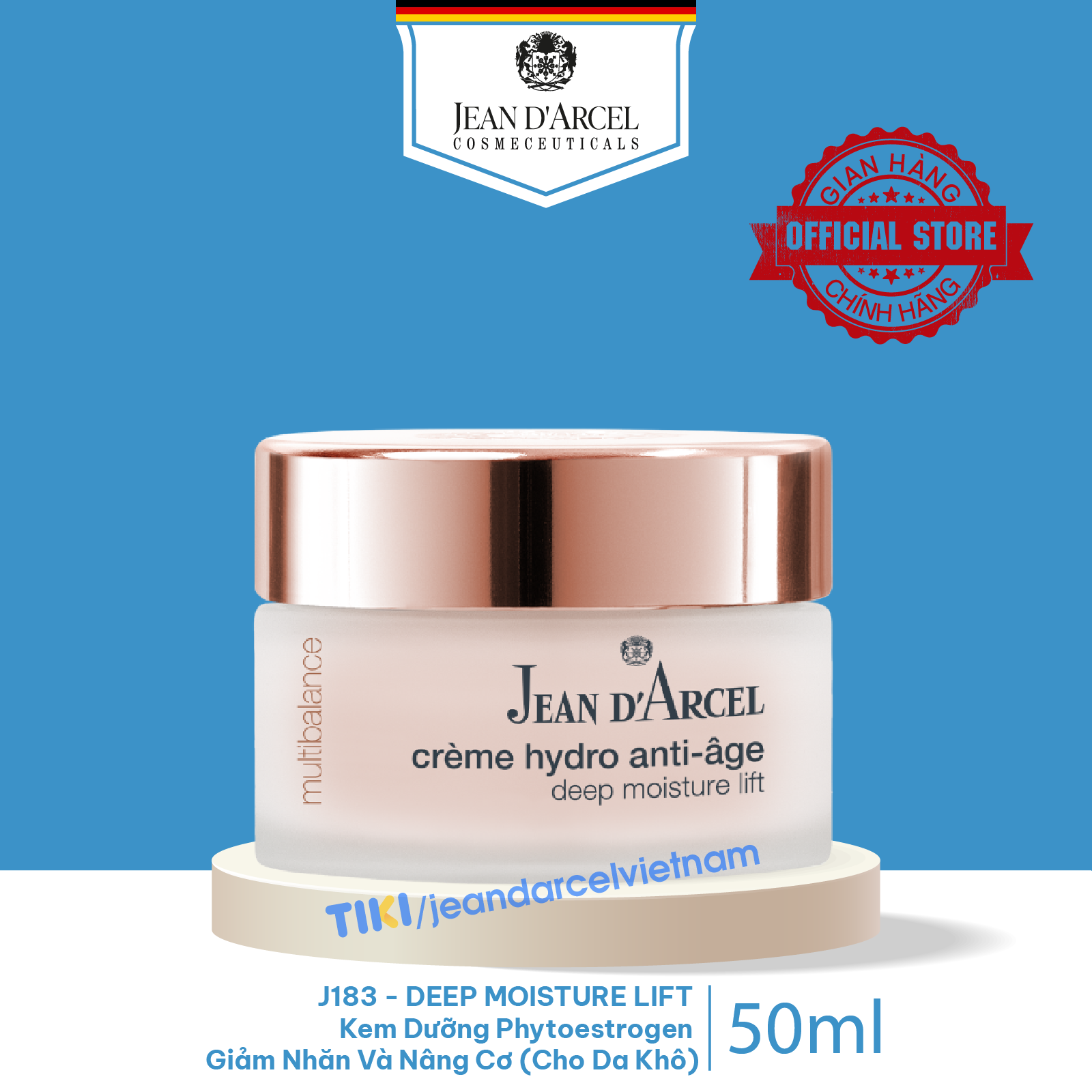 J183 Kem dưỡng Phytoestrogen giảm nhăn và nâng cơ (cho da khô) - Deep moisture lift 50ml - Jean d'Arcel