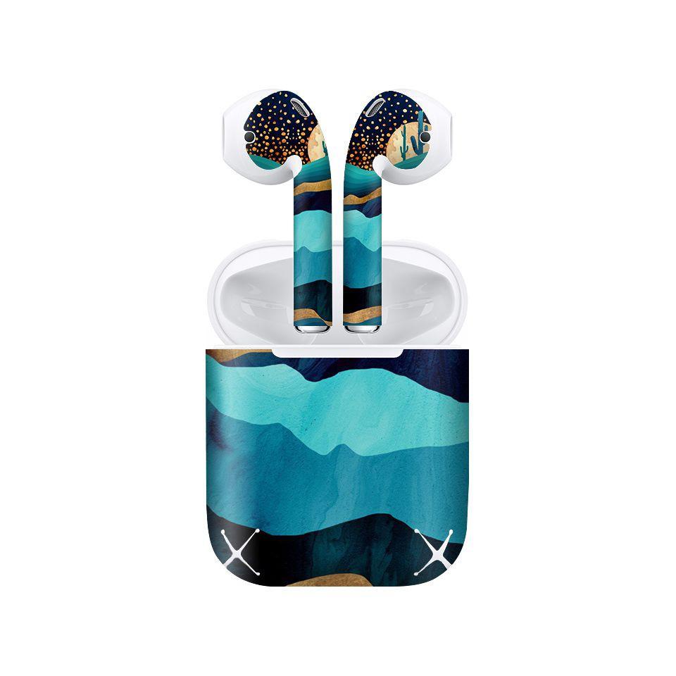 Miếng dán skin cho AirPods in hình Đêm sa mạc Indigo giả sơn mài - GSM175 (AirPods ,1 2, Pro, TWS, i12)