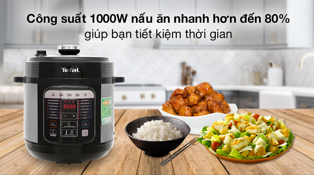 Nồi áp suất điện Tefal CY601868 6 lít - Hàng chính hãng