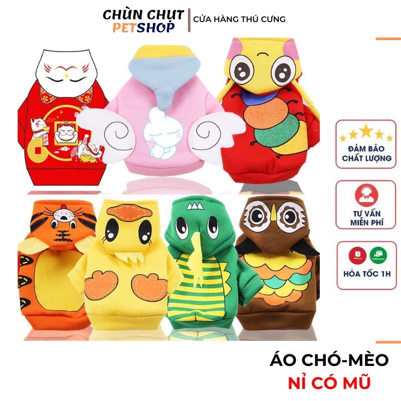 Áo cho Chó Mèo mùa thu đông nỉ có mũ các màu siêu dễ thương - Hoodie cho Thú cưng