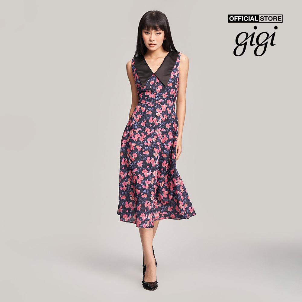 GIGI - Đầm midi sát nách cổ bẻ họa tiết hoa thời trang G2102D222133