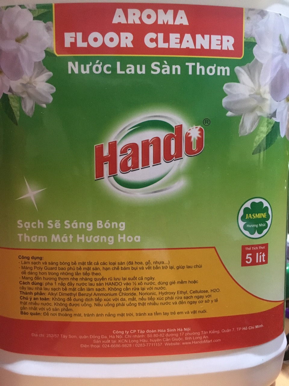 Nước lau sàn thơm ngát hương hoa Nhài Hando 5L