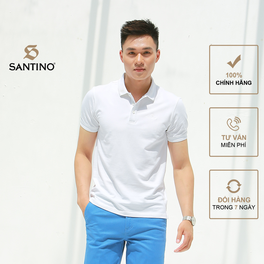 Áo thun Polo nam trơn chính hãng Santino chất liệu Cotton modal cao cấp thoáng mát, co giãn thoải mái