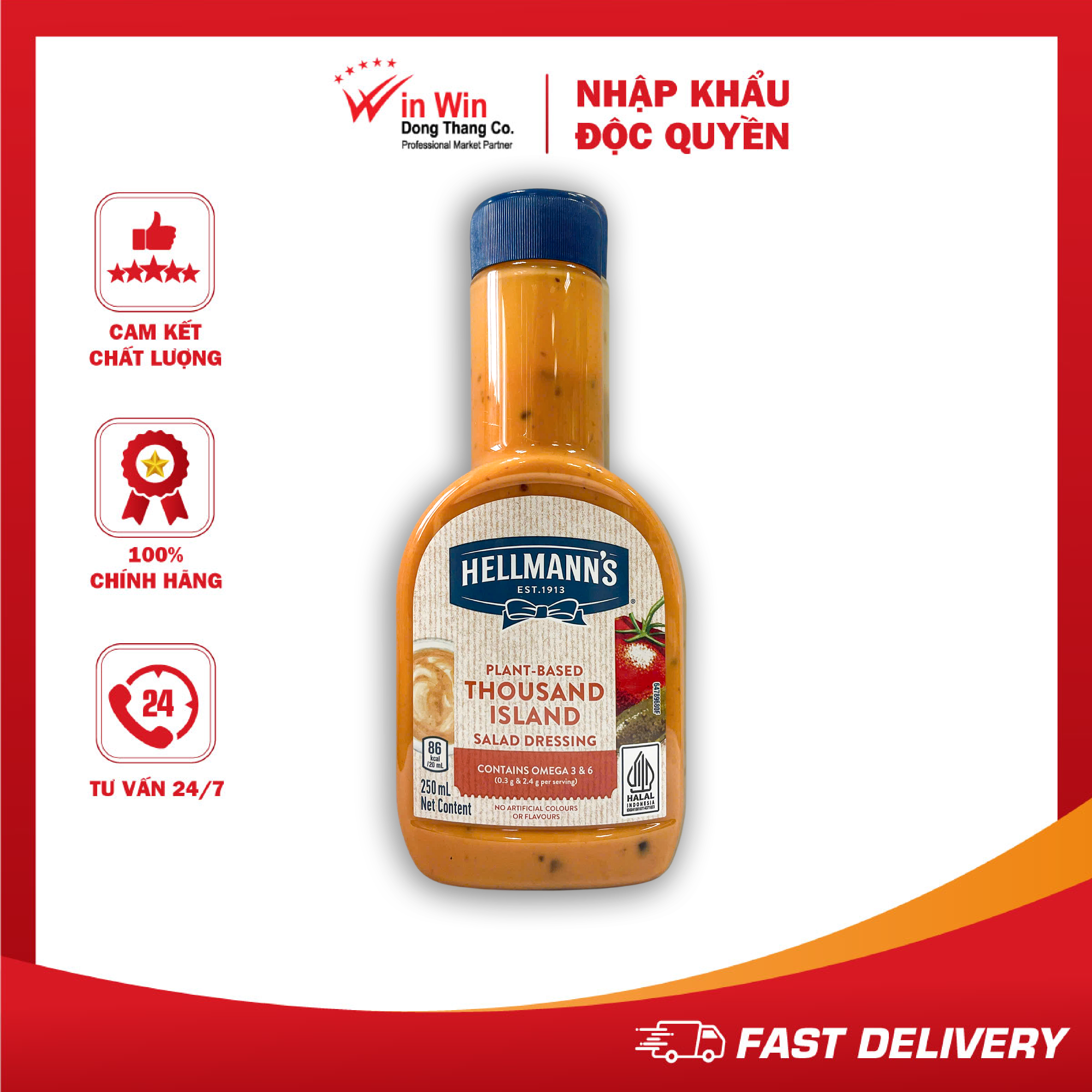 Xốt Salad Thousand Island Hellmann’s 250ml - Thương Hiệu Mỹ, SX Thái Lan | Hellmann’s Thousand Island Salad Dressing 250ml