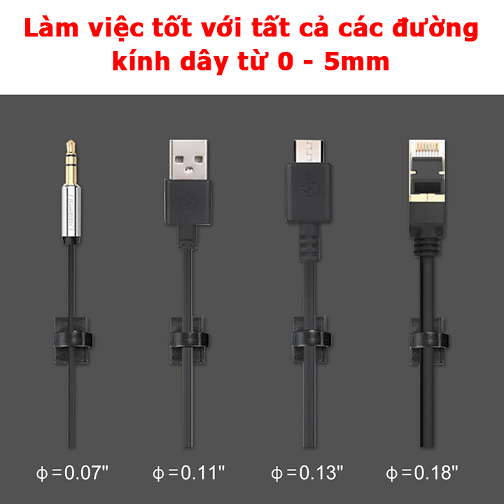 Clips nẹp kẹp dây cáp điện tiện dụng cho xe ô tô, văn phòng và nhà ở có sẵn keo