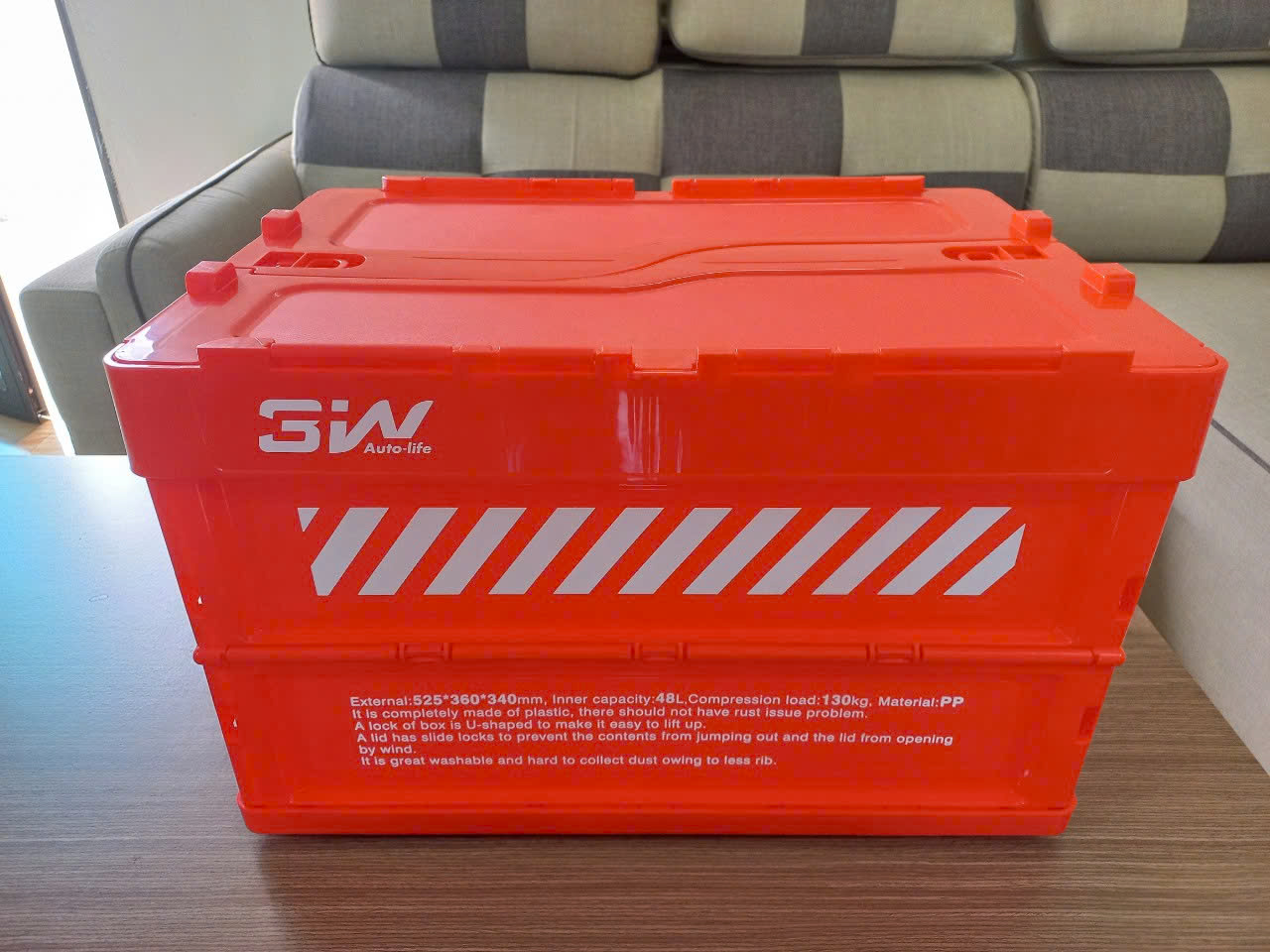 Hộp đựng đồ xếp gọn để cốp ô tô chất liệu PP cao cấp kích thước 52,5 cm x 36 cm x 34 cm nhãn hiệu Macsim 3W-màu cam