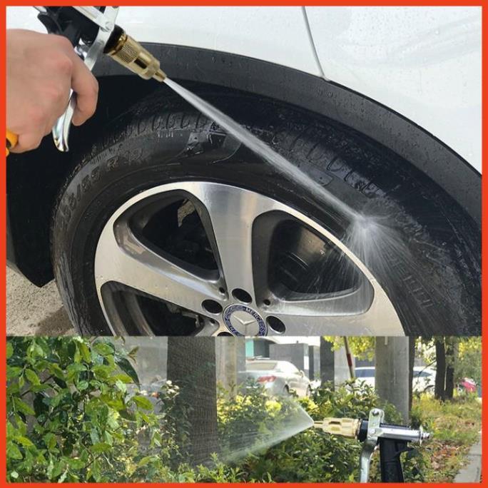 Bộ dây vòi xịt nước rửa xe, tưới cây . tăng áp 3 lần, loại 20m 206236 đầu đồng,đai +tặng mở chai
