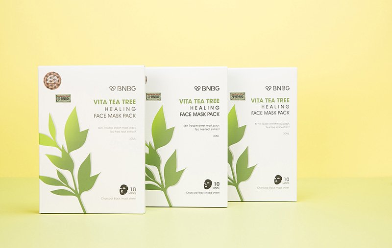 Hộp 10 Mặt Nạ Tràm Trà Giảm Mụn, Thải Độc Da BNBG Vita Tea Tree Healing Face Mask Pack 30ml + Tặng Kèm 1 Băng Đô Tai Mèo ( MÀu Ngẫu Nhiên)