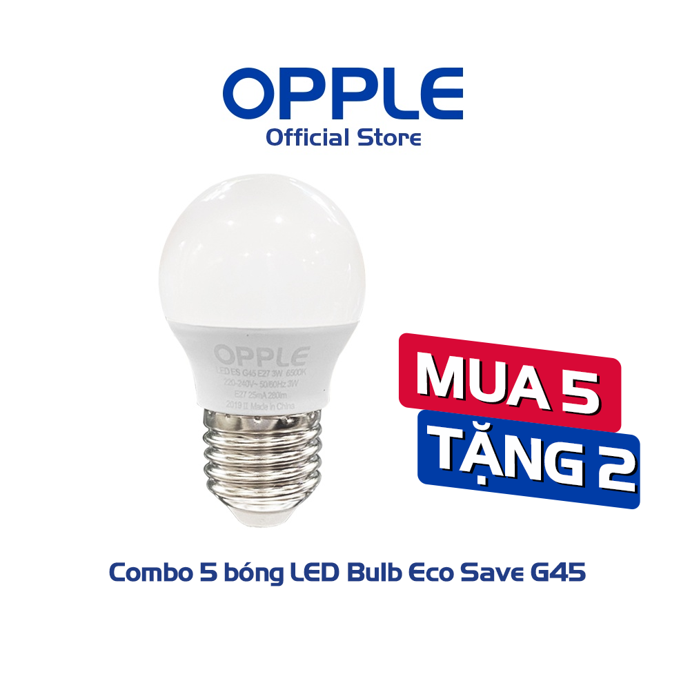 [COMBO MUA 5 TẶNG 2]Ư Bóng Đèn OPPLE LED Bulb Eco Save G45 E27 3W - Ánh sáng vàng 3000K