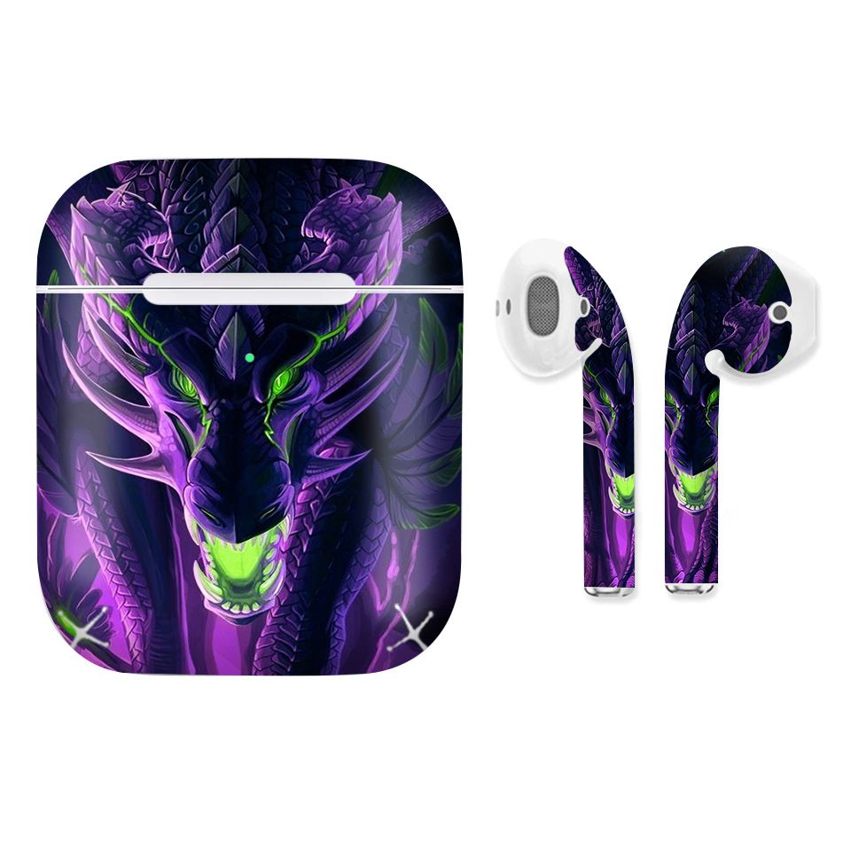 Miếng dán skin chống bẩn cho tai nghe AirPods in hình Rồng Dragon - dra014 (bản không dây 1 và 2)