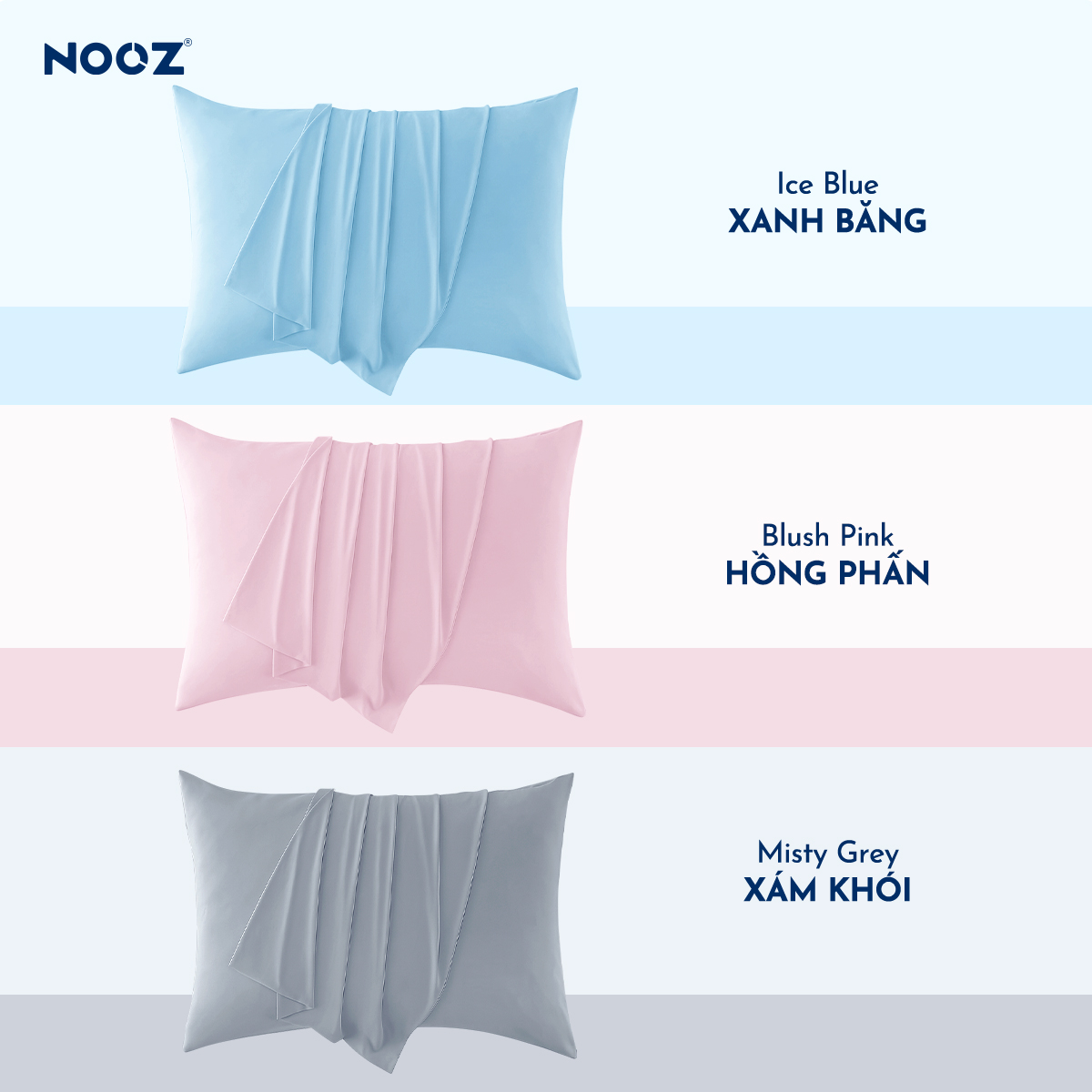 Vỏ Gối NOOZ Mát Lạnh Mềm Mịn Thoáng Mát Dễ Vệ Sinh 50x70cm