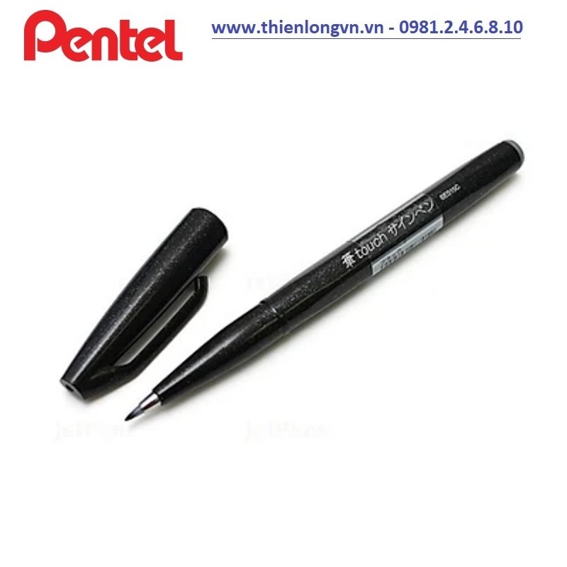 Bút lông viết thư pháp hiện đại Pentel SES15C-A màu đen; Calligraphy Fude Touch Sign - Black