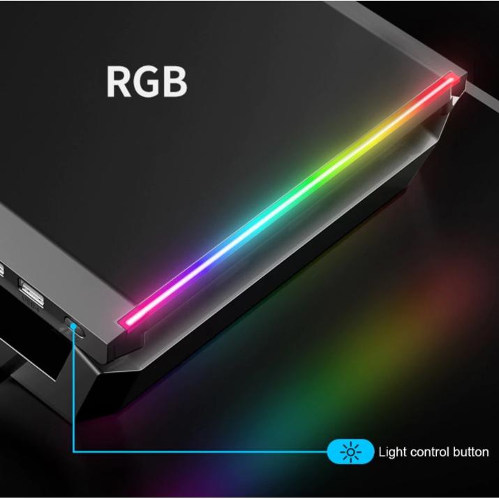 Giá Đỡ Màn Hình 4 Cổng USB 3.0, Bàn Làm Việc Đa Chức Năng, Đế Nâng Màn Hình Studio RGB Core Obsidian