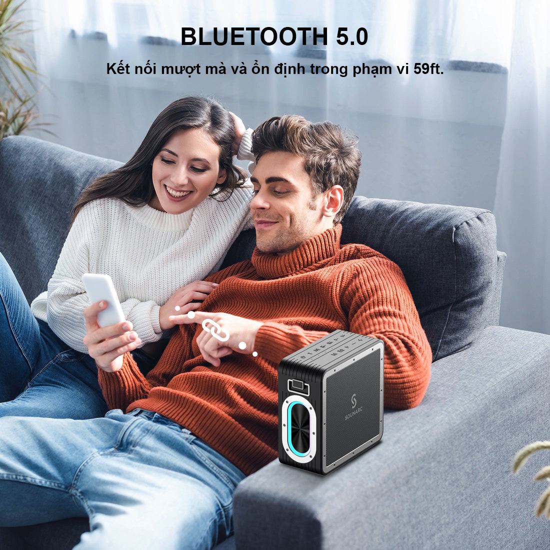 Loa Karaoke Bluetooth 5.0 SOUNARC A3 PRO Kèm 2 Micro Không Dây Và Điều Khiển Từ Xa, Công suất 160W, Pin Tích Hợp 24000mAh, Chống Nước IPX6 - Hàng chính hãng