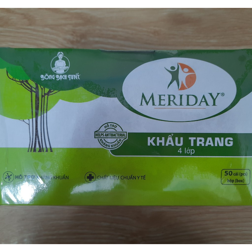 Khẩu Trang Y Tế Meriday Bông Bạch Tuyết KT009 - Xanh (50 cái)