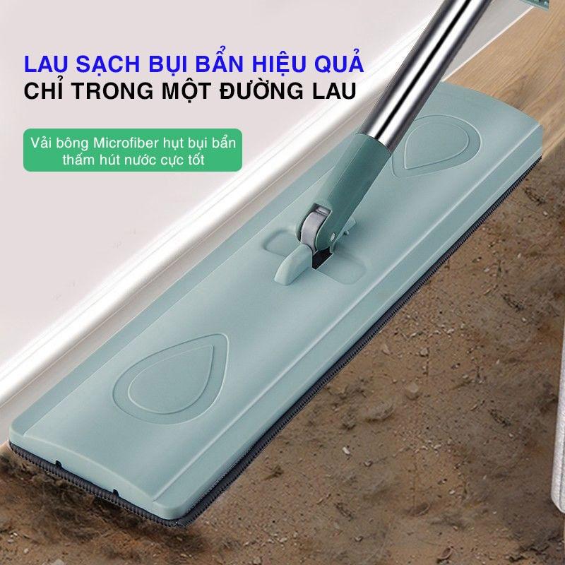 Cây Lau Nhà Lau Kính Tự Vắt Xoay 360 Độ Thông Minh Sợi Bông Tĩnh Điện Nano Siêu Thấm Hút Chổi Lau Nhà Xoay 360 Đô