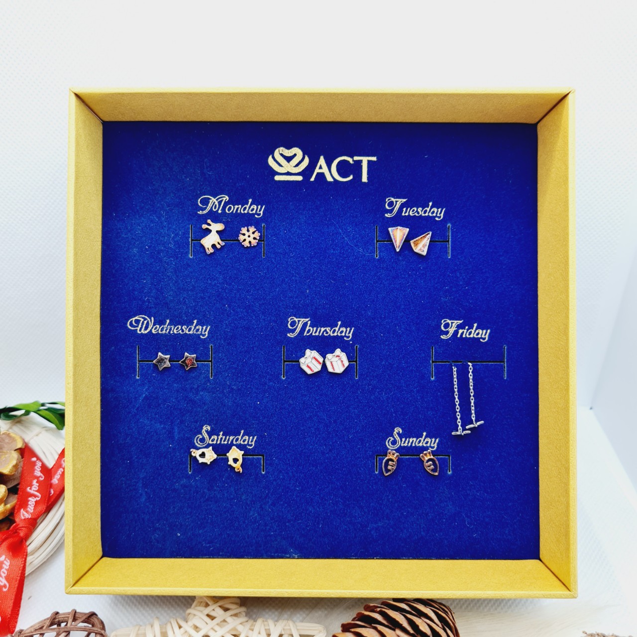 Set bông tai, khuyên tai bạc cao cấp cho 7 ngày -quà tặng bạn nữ - 7D30