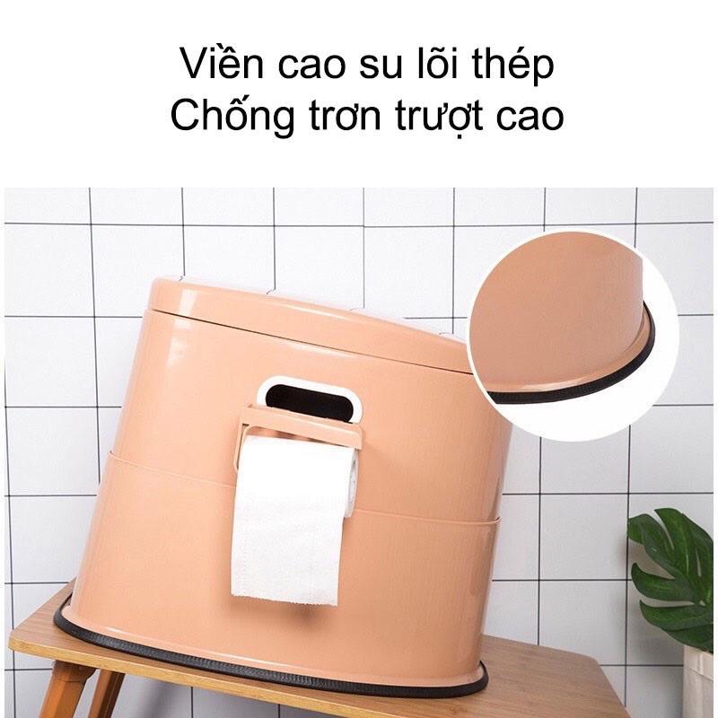 Bô vệ sinh cho người già, người bệnh bằng nhựa cao 40cm, có dải cao su tiện ích