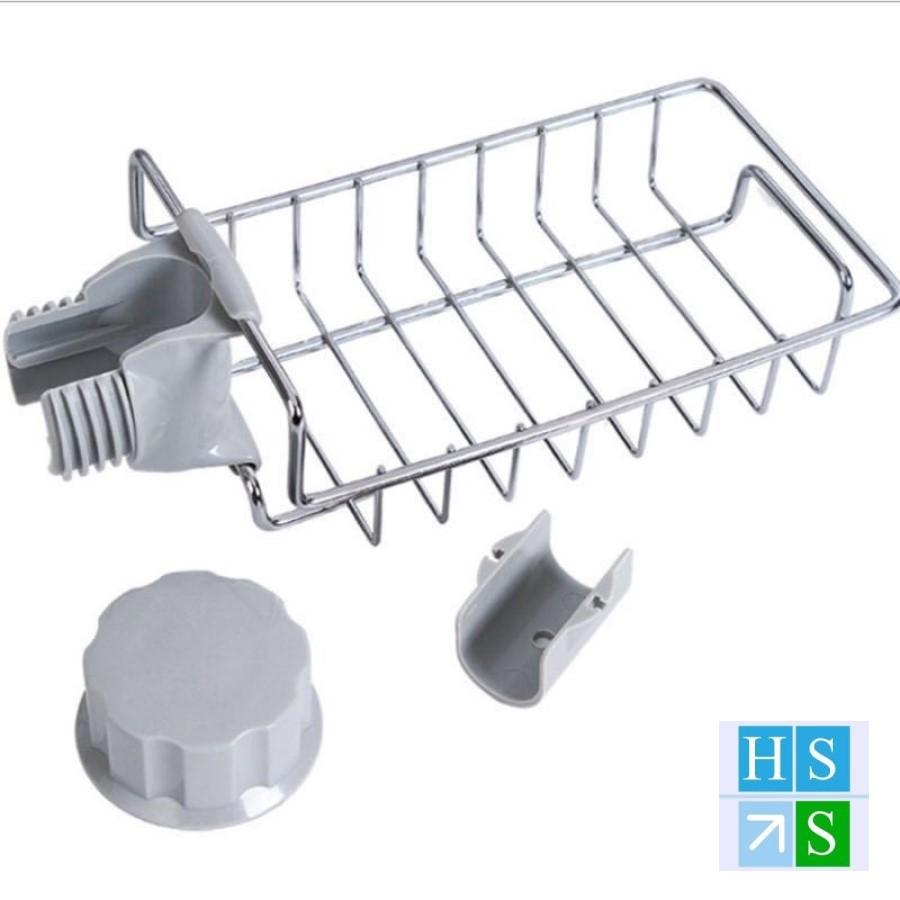 Giá inox 304 kẹp vòi nước đựng đồ rửa chén bát tiện dụng, khay đựng xà bông, đồ vệ sinh gắn vòi nước đa năng