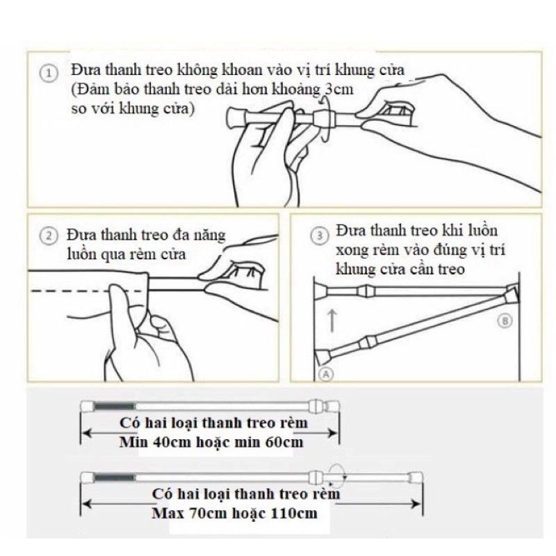 Thanh Treo Rèm Cửa Không Cần Khoan Tiện Dụng Nhiều Size Lựa Chọn