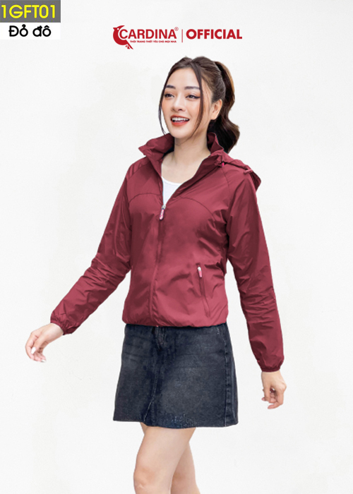 Áo Gió Nữ CARDINA 2 Lớp Chất Gió Trơn Lót Lưới Cao Cấp Cản Gió, Cản Bụi, Chống Nước 1GFT