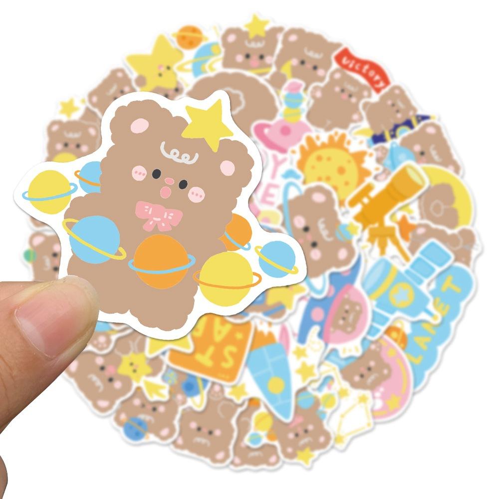 Sticker gấu phi hành gia chibi hoạt hình cute trang trí mũ bảo hiểm, guitar, ukulele, điện thoại, sổ tay, laptop-mẫu S36