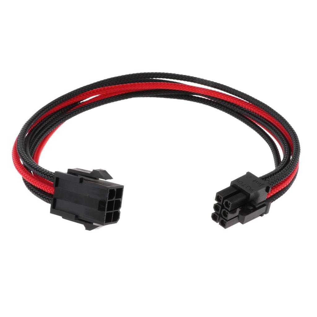 6 Pin Male to Female PCI-E Graphics Card GPU Extension Cable -30cm Black+Red