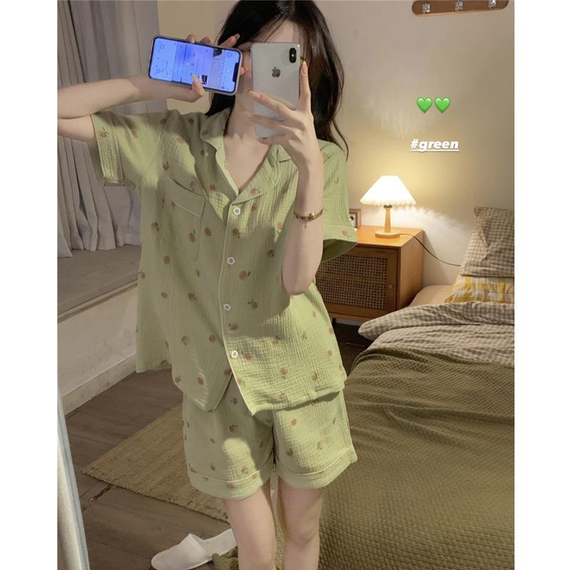 Bộ đồ mặc nhà nữ mùa hè màu xanh lá size M