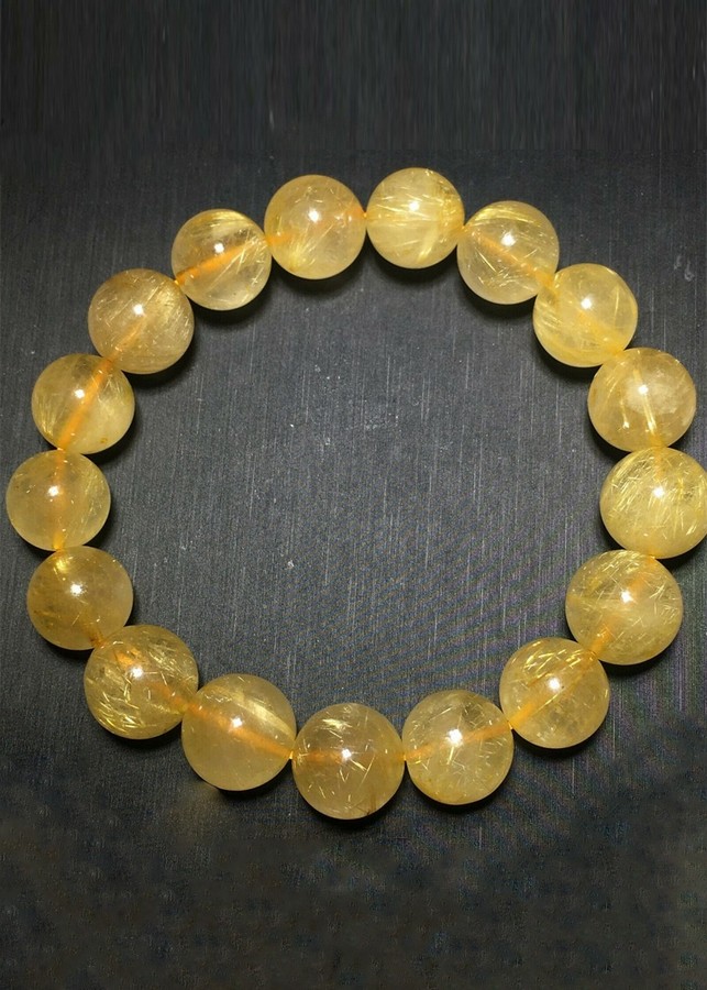 Vòng Nam Đá Thạch Anh Tóc Vàng Tự Nhiên 11mm