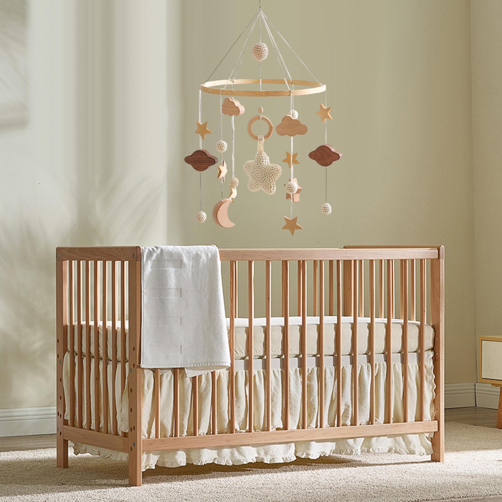 Wood Nursery Crib Mobile Photography Props for Toddler Infant Ornaments